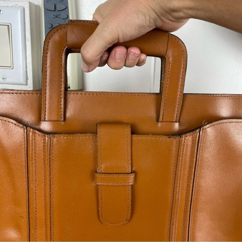 Vintage Leather Unisex Briefcase Laptop Document Commuter Bag